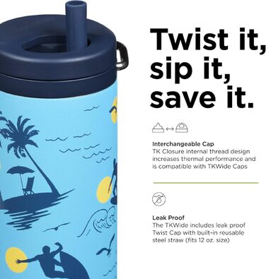 Термос Klean Kanteen TKWide 340 г з кришкою-серпантином, синій