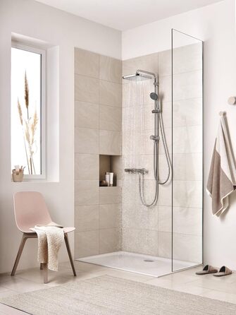 Душова лійка GROHE Vitalio Start 250, квадратна, хром, антивапняна система, водозберігаюча, довговічне покриття
