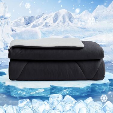 Двостороння охолоджуюча ковдра HOMFINE Q-Max > 0,4, легка літня ковдра для людей, самохолодна, чорна, 150x230 см