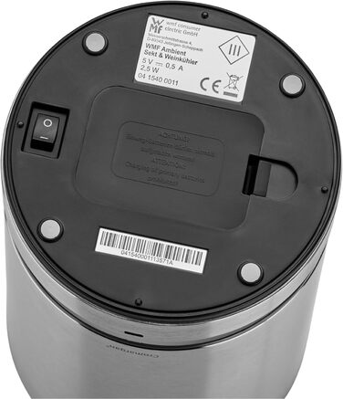 Електричний охолоджувач для пляшок WMF Ambient з LED-підсвіткою, охолоджувач для вина та шампанського, охолоджуюча манжета