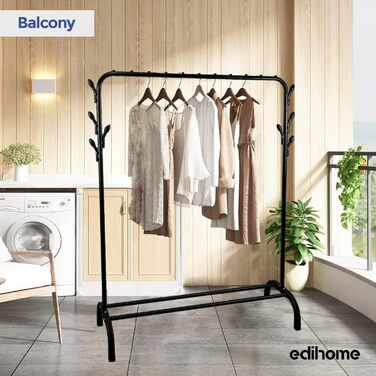 Металевий стійкий одягова стійка edihome 118x148x39 см з полицею для взуття, органайзер для одягу, чорна