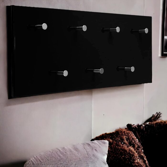 Настінна вішалка для одягу Garderobe, глянцева, з 7 гачками, біла/сіра, панель для передпокою