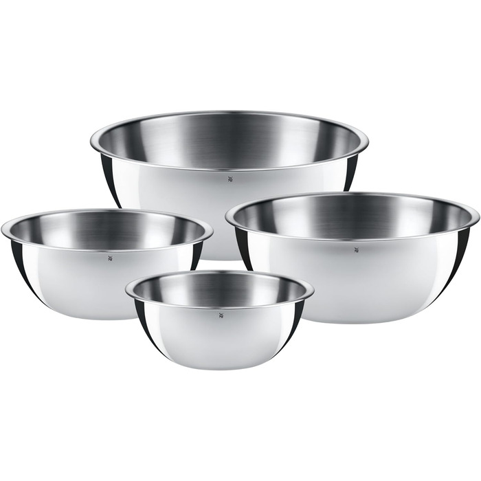 Набір мисок WMF Gourmet 4 шт, нержавіюча сталь, 1,0-3,5 л, для кухні, салатна, для змішування, сервування, Cromargan, штабельовані