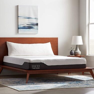 LUCID ортопедична подушка для сну на боці з подрібненої піни Memory Foam, тіло-подушка для вагітних, ультрам'який бамбуковий чохол, біла