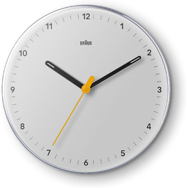 Настінний годинник Braun BC26W, класичний, білий, 23 см, аналоговий, безшумний кварцовий механізм, добре читається