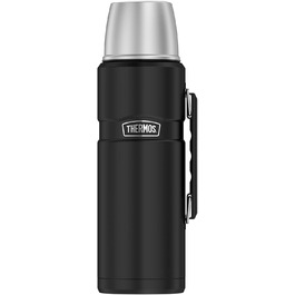 Термос THERMOS STAINLESS KING 1,2 л, чорний, нержавіюча сталь, герметичний, з чашкою і ручкою, 12 годин гарячий, 24 години холодний, для напоїв, BPA-free