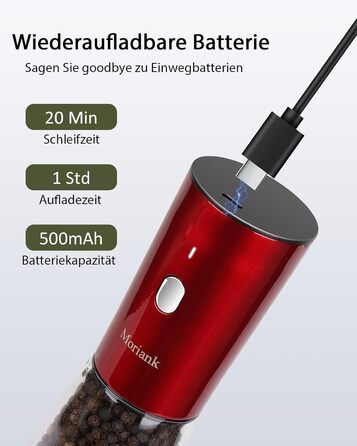 Електричні млини для солі та перцю, 2 шт, USB, з нержавіючої сталі, регульований помел, великий об'єм, стильна підставка