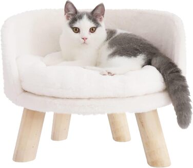 Розкішний диван для котів Katzensofa, велике котяче крісло з подушкою, підняте ліжко для котів і малих собак, 40 см, бежевий