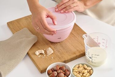 Миска для змішування Emsa Prep&Bake 1,7 л, пластикова, з кришкою, рожевого кольору, для зберігання у холодильнику, нековзне дно, стійка, можна мити в посудомийній машині