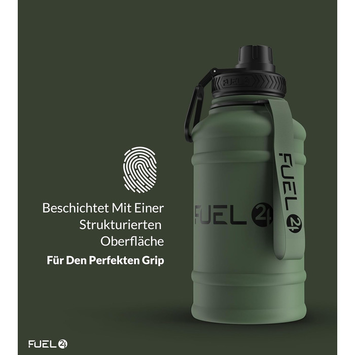 Пляшка для води з нержавіючої сталі 1.3 л та 2.2 л, герметична, BPA Free, міцна спортивна пляшка для дорослих, тренажерний зал, зелена