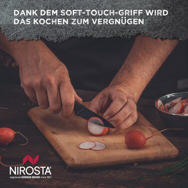 Набір ножів Nirosta Wave, преміум ножі з нержавіючої сталі з ергономічною ручкою Soft-Touch, універсальні кухонні ножі для різних задач, чорний колір, 4 шт.