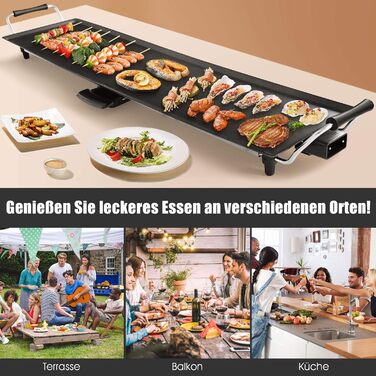 Електричний гриль GOPLUS 1800 Вт, антипригарна гриль-плита Teppanyaki, настільний гриль з регульованим термостатом і знімною жирозбірною чашею, велика поверхня для барбекю та вечірок, 90x23 см