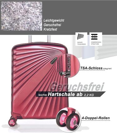 Валіза ABISTAB VERAGE Kinetic 4-колісна, розширювана, 76 см, TSA замок, ABS/PC, бордова металік, преміум-якість