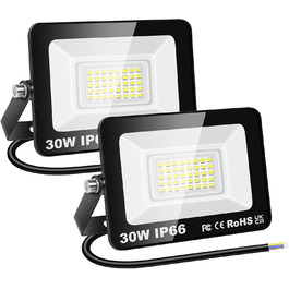 LED прожектори RIGIDON 2x75W 7500Лм, IP66, холодне світло 6000K, водонепроникні зовнішні світильники для вулиці, саду, гаража, готелю, спортмайданчика, майстерні