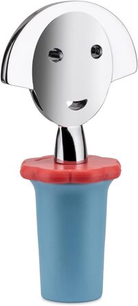 Пробка для пляшки Alessi ANNA STOP 2, EVA, хромований замак, 4 см, блакитна