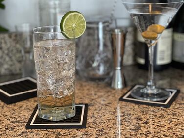 Набір квадратних барних підставок Highball & Chaser, 6 шт, поглинаючі підставки для напоїв, стильний дизайн для дому та бару