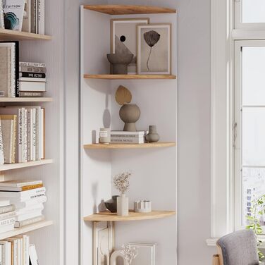 Кутова полиця Vicco Ecki, книжкова, біла/дуб золотистий, 180x40 см