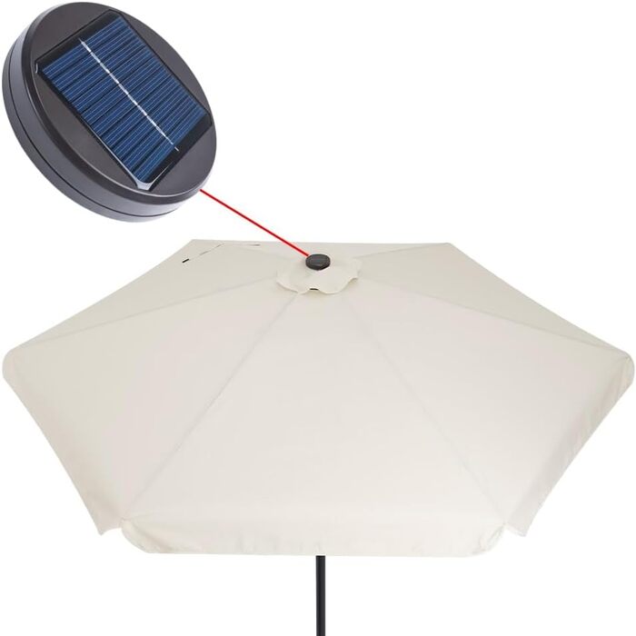 Сонячна парасоля Kingsleeve 330 см з LED підсвіткою, UV захистом 80+, сонячною батареєю, чохлом, кремова, для балкону, тераси та саду