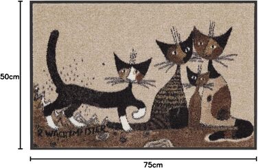Килимок для підлоги Salonloewe Rosina Wachtmeister Serafino & Friends 50x75 см, вхідний, миючий, для дому, з котами, кольоровий