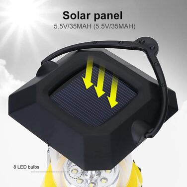 Світлодіодний кемпінговий ліхтар VGEBY 8 LED, сонячний, з ручною динамо-круткою, радіо AM/FM, акумуляторний, для кемпінгу, екстрених ситуацій, походів, фестивалів, караванів
