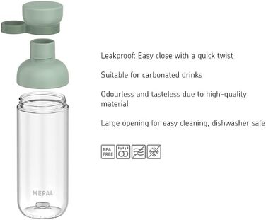 Пляшки для води Mepal Vita, набір 2 шт, 500/900 мл, міцні, герметичні, BPA-free, для спорту, офісу, університету, кольору Nordic Sage