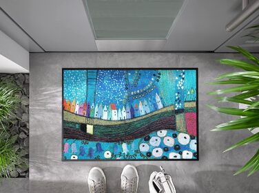 Килимок wash+dry для підлоги, синій, 50x75 см, для дому та вулиці, праний