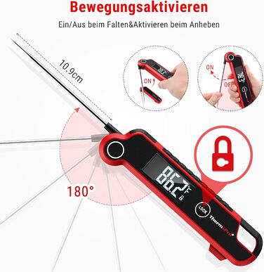 Термометр для м'яса ThermoPro TP620, антизапотівання, точність ±0.5℃, професійний кухонний термометр, водонепроникний, швидке вимірювання (2-3 с), для приготування, смаження, дитячого харчування