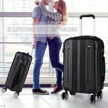 Валіза Kono Hartschae Troey на 4 колесах, чорна, XL, жорсткий корпус, дорожній чемодан