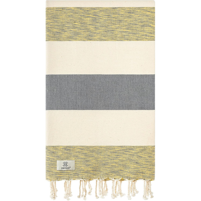 Рушник XXL з бавовни для сауни, пляжу та спорту Pestemal Fouta Lanzarote 90x180 см, сіро-жовтий – універсальний хамам рушник для чоловіків і жінок