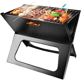 Портативний вугільний гриль moclever, складаний та компактний BBQ гриль з великою робочою поверхнею для кемпінгу, подорожей, саду та відпочинку на природі