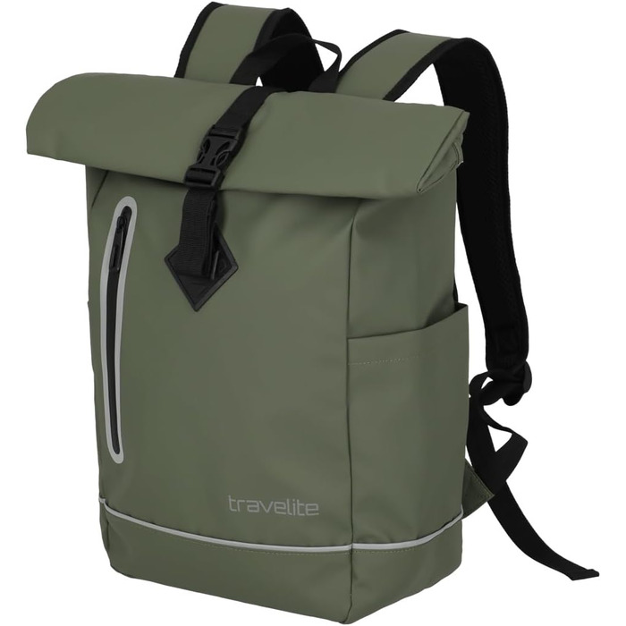 Рюкзак Travelite BASICS Rolltop 19 л, водонепроникний, велосипедний, з відбивачами, оливковий, 48 см