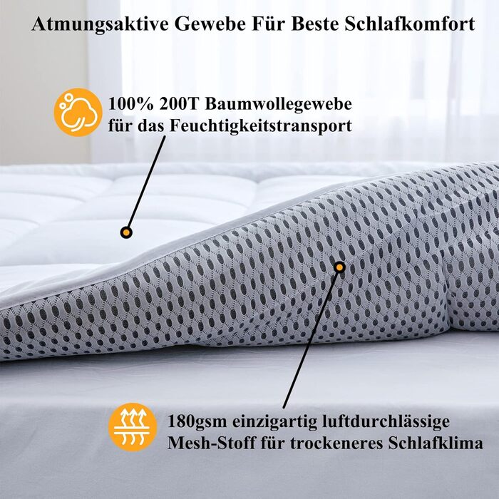 Наматрацник Threads For Bed 120x200 з бавовни, дихаючий, матрацний топер, захист від бруду, для матраців та бокс-спрінг ліжок, можна прати