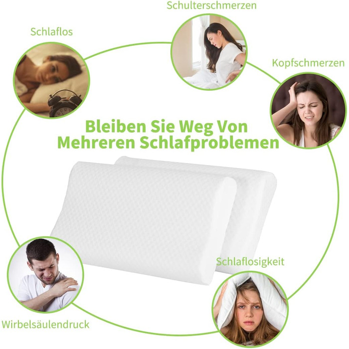 Ортопедична подушка Good Nite з піни Memory Foam для шиї та плечей, ергономічна, з контурною рельєфною формою, для сну на боці, від болю у шиї, 65x35x11/9 см