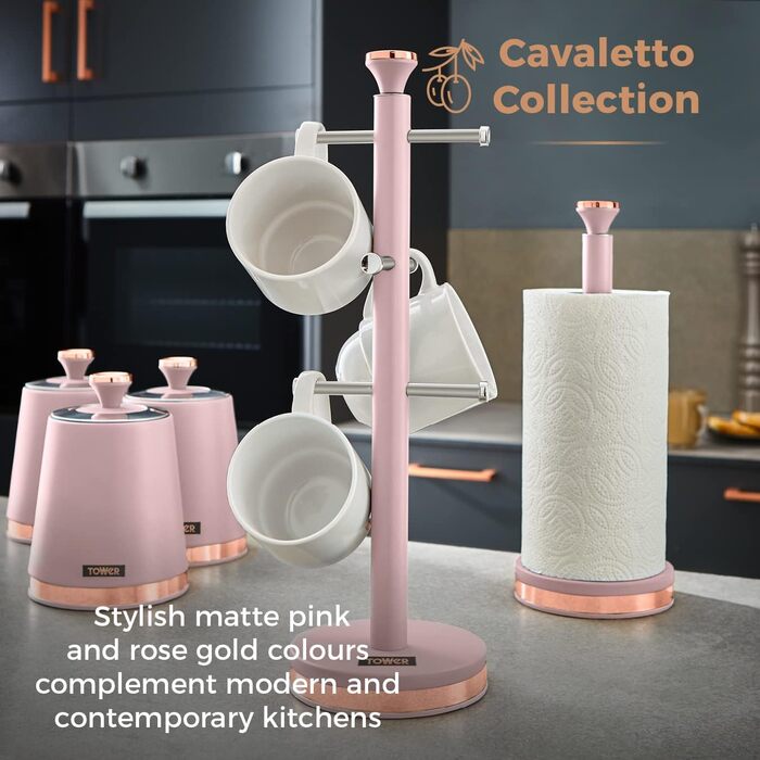 Підставка для чашок Tower Cavaletto з нержавіючої сталі, Marshmallow Pink і рожеве золото