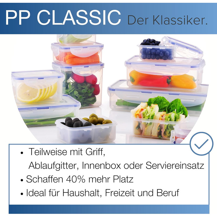 LocknLock PP CLASSIC контейнер для зберігання з кришкою та ручками, 16 л, напівпрозорий, герметичний, набір 2 шт, 361x274x212 мм, для побутових речей