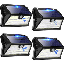 Сонячні LED світильники для вулиці з датчиком руху, 185 LED, 3 режими, водонепроникні, для стіни, саду, двору, гаража, вхідних дверей (холодне біле світло)