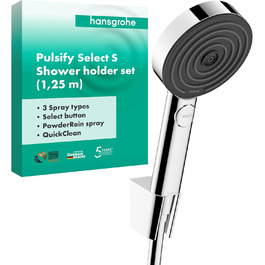 Душовий набір hansgrohe Pulsify Select S, кругла лійка з 3 режимами (PowderRain), тримачем і шлангом 1,25 м, хром