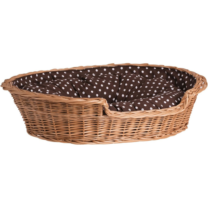 Плетений кошик для собак і котів з подушкою, натуральна лоза, 80x60x26 см, лежак для тварин