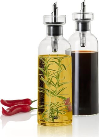 AdHoc BE81 набір: дозатор для олії або оцту AromaPour, скляна пляшка 300 мл з нержавіючим носиком, підставка, герметичний, для оливкової, гарбузової олії чи оцту