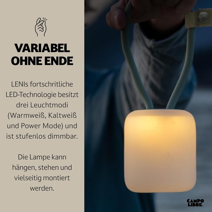 Димерована кемпінгова LED-лампа Campo Libre LENI, гнучка, підвісна, настільна, акумуляторна, для балкона, кемпінгу та вулиці