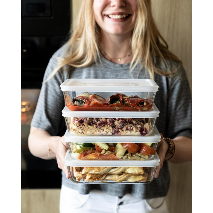 Набір скляних форм Pyrex Cook & Freeze з герметичними кришками (0,8 л, 1,5 л, 2,6 л, 4 л), для заморожування, без BPA