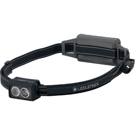Ліхтарик налобний Ledlenser NEO5R для бігу, 600 лм, акумуляторний, з червоним заднім світлом, відбиваючий ремінець, грудний ремінь, поворотна голівка, чорний/сірий