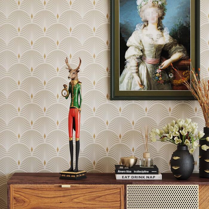 Декоративний настільний годинник Kare Design у вигляді собаки Gentleman Deer, багатокольоровий, 65x13x11 см
