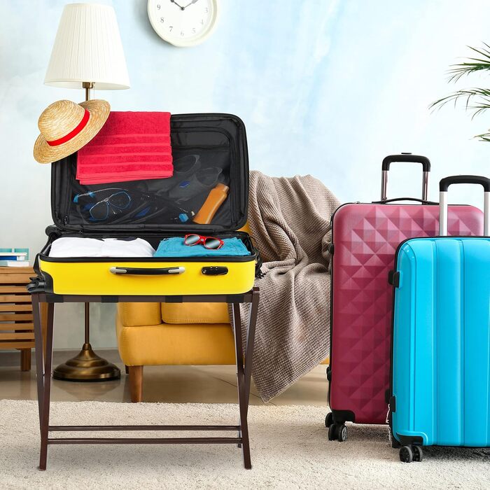 Дерев'яна складна підставка для валіз Relaxdays, біла, для зберігання та організації багажу, 52,5x66,5x48 см
