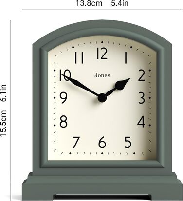Камінний годинник JONES CLOCKS Tavern, класичний дизайн, настільний, для спальні, вітальні, офісу, полички, зелений