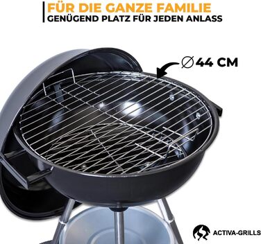 ACTIVA Kugelgrill Montenegro – Преміум гриль-барбекю на вугіллі з регульованою вентиляцією, кришкою та міцною решіткою