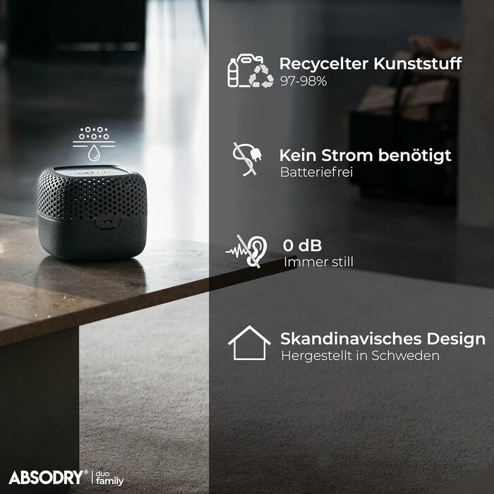 Поглинач вологи AbsoDry Duo Family для квартири без електрики, зелений, для підвалу, ванної та спальні, проти цвілі