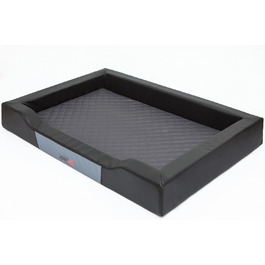 Ліжко для собак Delux XXL 120x80 см, чорне, екошкіра та міцна кордура
