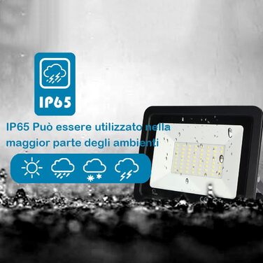 Світлодіодний прожектор для вулиці 100 Вт, IP65, 10000 Лм, тепле біле світло 3000K, водонепроникний, для двору, гаража, саду, чорний