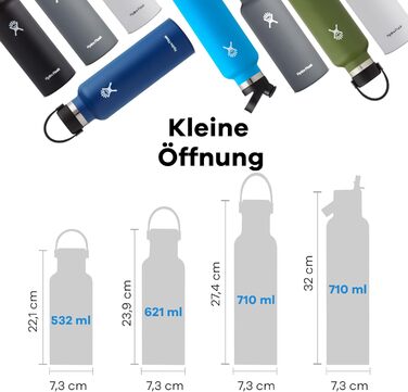 Термобутилка HYDRO FLASK 621 мл з кришкою — вакуумна, з нержавіючої сталі, герметична, з малою горловиною, зберігає тепло і холод, багаторазова, колір Trillium